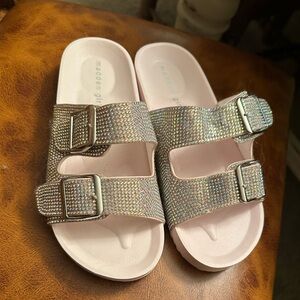 Madden Girl Sparkling Buckle Sandals in Pink